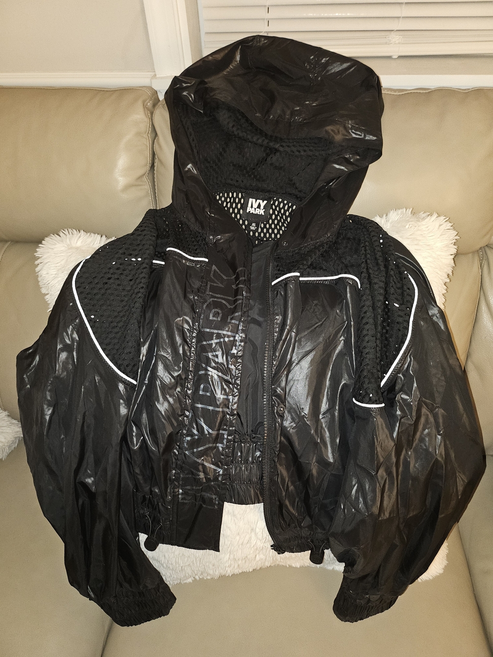 IVY PARK Black Hooded Bomber Jacket with Reflective Piping